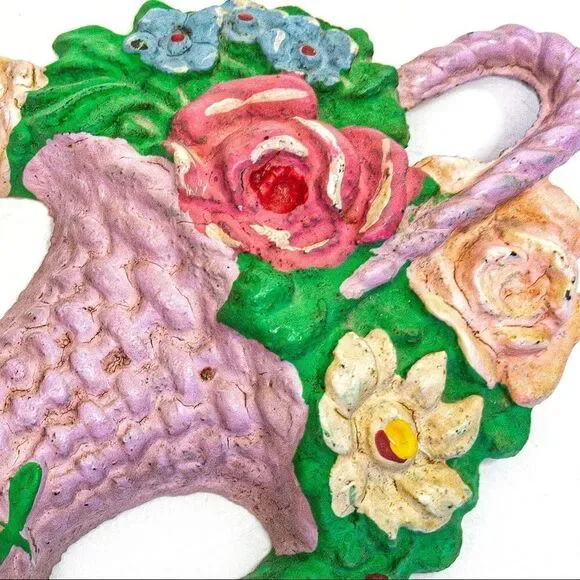 Antique Hubley French Flower Basket Cast Iron Doorstop - Picture 5 of 7